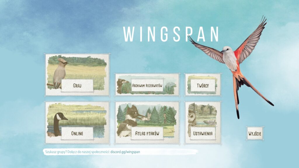 Na skrzydłach Wingspan menu